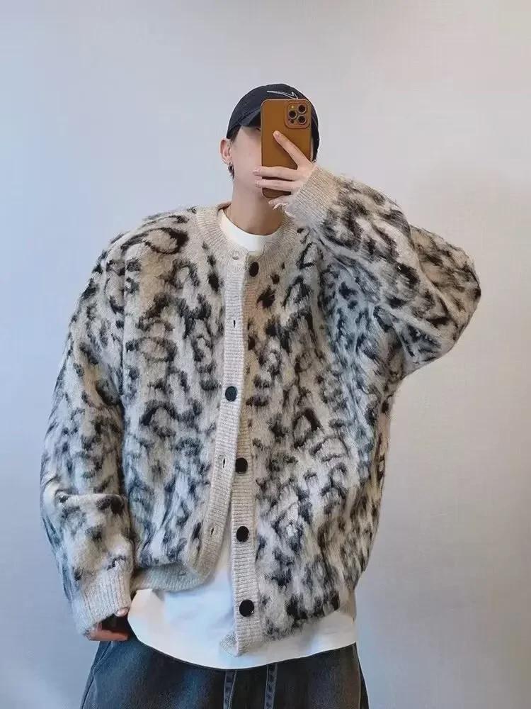 

Американский ретро-свитер с леопардовым принтом унисекс – стиль хип-хоп на главной улице 2XL цветной печати леопарда