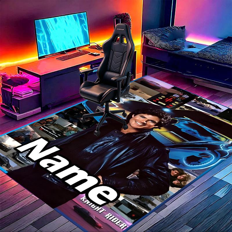 Custom Name Personalized Knight Rider Print Carpet, Versatile Home Decor Rug, for Playroom, Apartment, Balcony, Entryway, Hallway Gift
