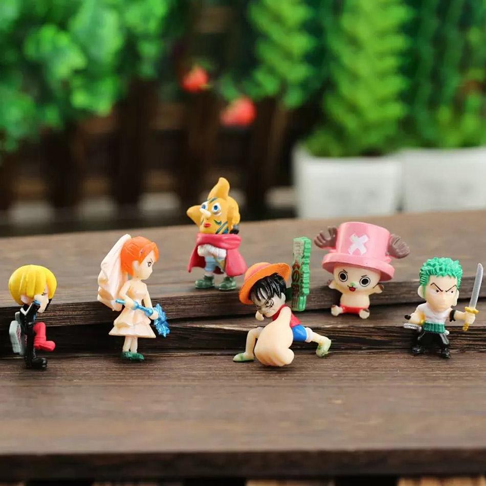 6Pcs Pvc One Piece Series Luffy, Chopper, Usopp Sanji Zoro Anime Figures Mini Model Dolls Cake Toppers Ornaments