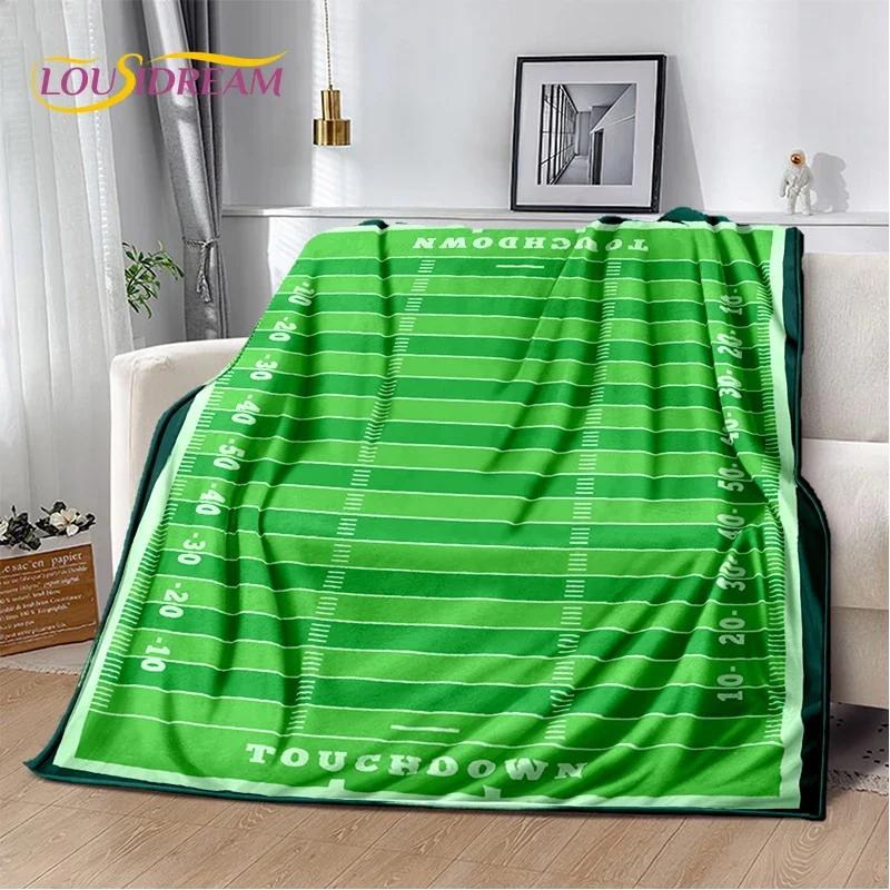 Cartoon 2025 Rugby Field Rugby American Football Soft Blanket,Soft Throw Blanket for Home Bedroom Bed Sofa Travel Cover Child