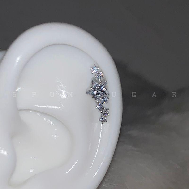 

Super Flash a Bunch of Meteor Ear Bone Stud Exquisite Five-Pointed Star Titanium Steel Flats Screw Ear Ear Bone Pin Ear Studs Earrings for Women Meteor ear bone nail single