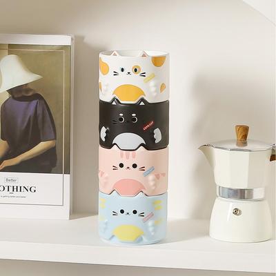 Stackable Cartoon Cat Ceramic Mug - Perfect for Coffee & Drinks, Great Gift!