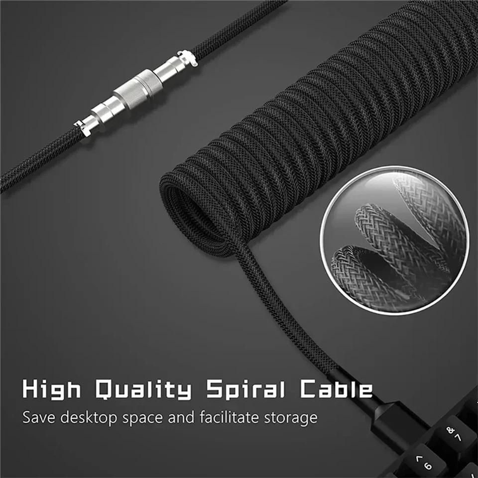 Mechanical Keyboard Coiled Cable Mechanical Keyboard Aviator Type-C USB Port Aviator Coiling Cable Desktop Computer Aviation Connector Cord