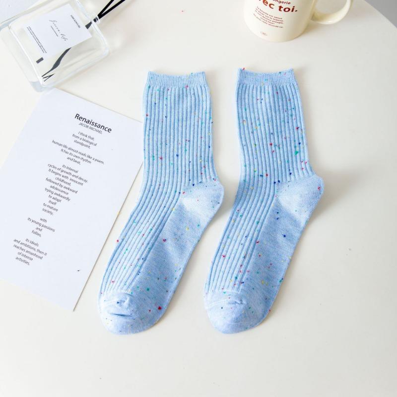 Chaussettes en coton pour femmes, printemps et automne, à nouer, fil idée ravissant, fines, couleur unie, à côtes cylindriques