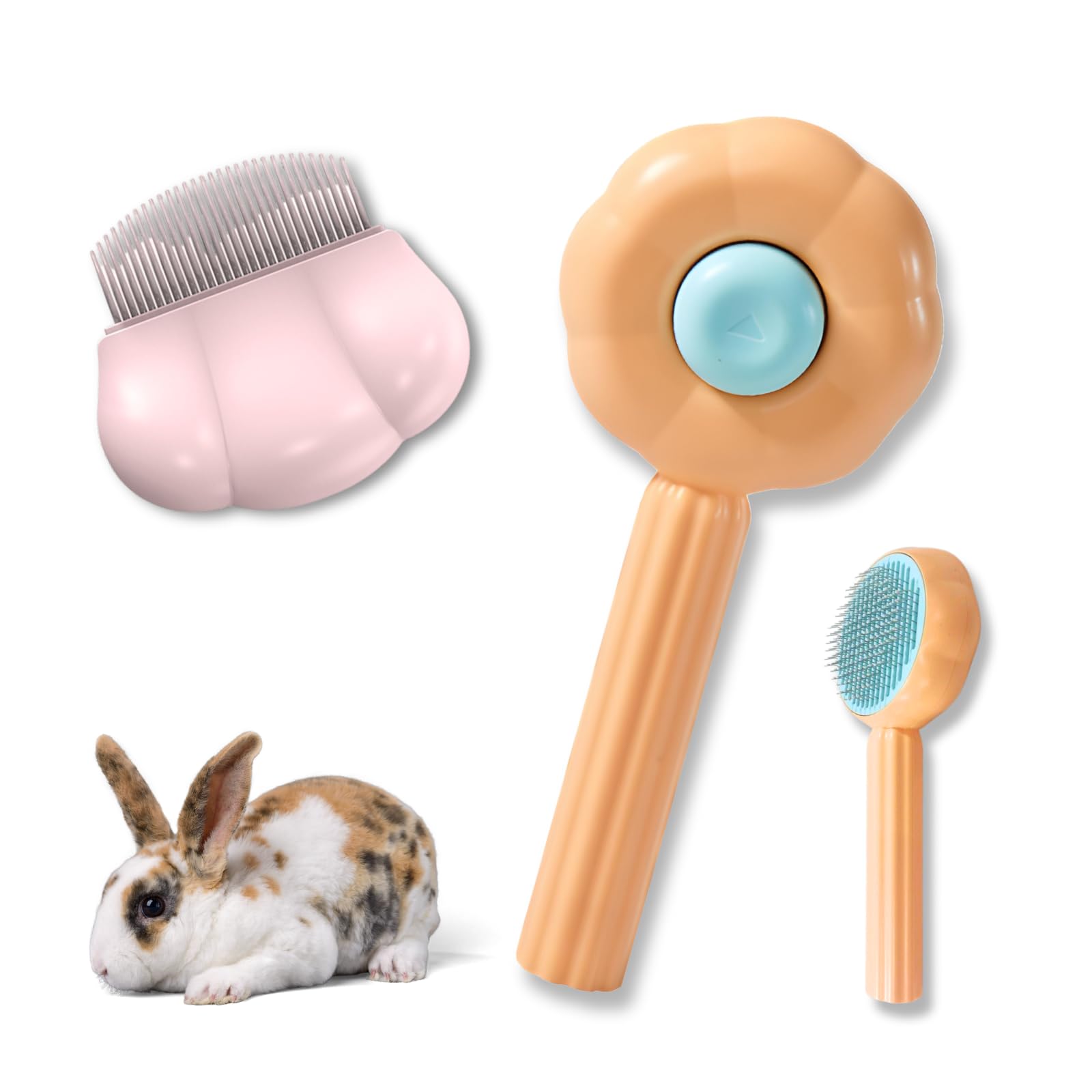 

Кролик Кролик Кролик Игрушка для расчесывания для морских свинок и мелких животных x Щетка Подсолнух x Щетка Ракушка, Расческа, Кролики, Свинки, Шиншиллы, (Оранжево-розовый, Расческа)