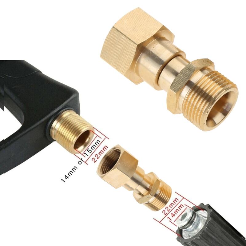 2 Pcs M22 14mm Connection Quickly Connect Pressure Washer Adapter Fitting