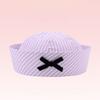 Striped Black Bow Decorative Sailor Hat Spring And Summer Dome Beret For Women'S