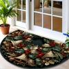 1Pcs Berry Christmas Bells Semi Circle Welcome Doormat Non-Slip for Outdoor Patio Porch Kitchen Bathroom Entryway Floor Mat