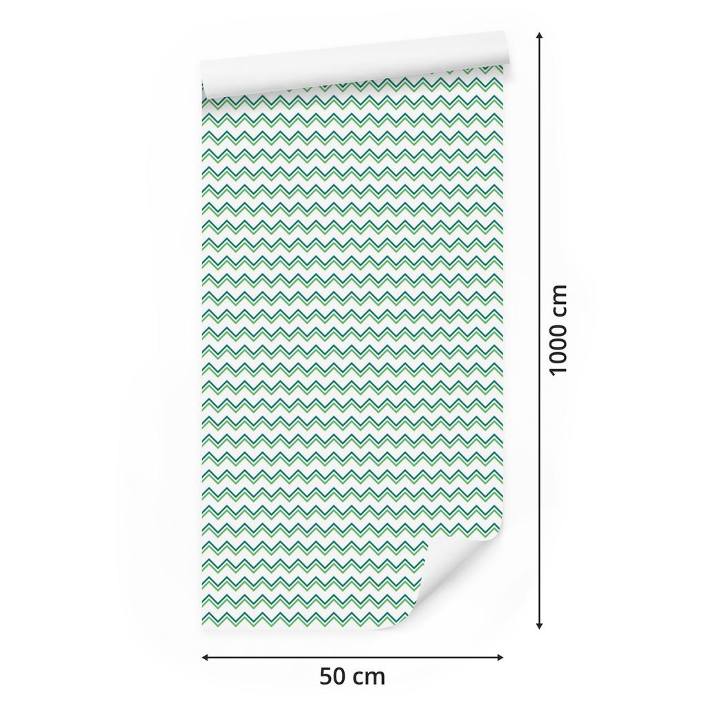 Zigzag White and Mint Wallpaper for Living Room and Bedroom 50x1000