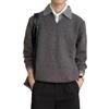 Old money wind fake two v-neck sweater men's autumn high-end American retro knitted Polo bottoming shirt
