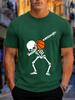 2026 New Arrival Pure Cotton Tshirt Dab Dancing Skeleton Playing Basketball Print Crew Neck Unisex Casual Short Sleeve