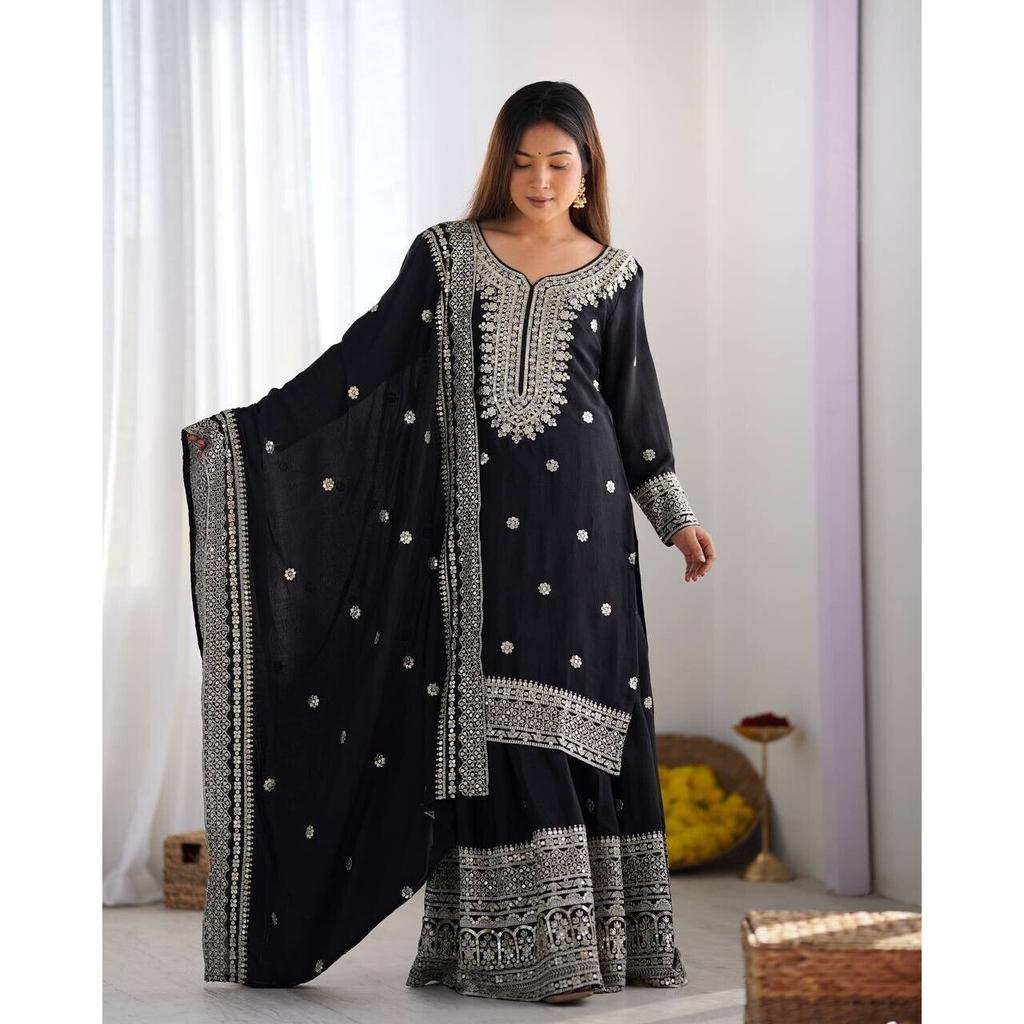 Women Indian Pakistani Bollywood Salwar Kameez Party Wear Designer Sharara Suit VF-1120A