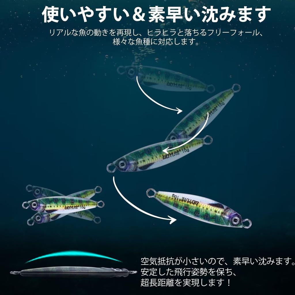 Goture Metal for Sea Boat Slow High Casting 3D Laser Realistic Perfect for Surf Red Sea Sea and with Storage Box Jigs, 10-Piece Set, 7g, Jigging,