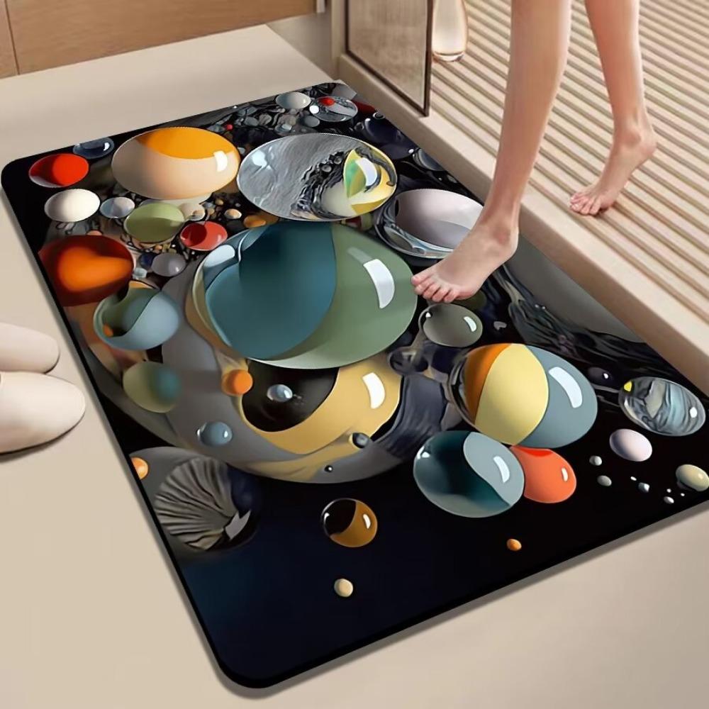 Tappetino Ispessito da Bagno con Stampa Semplice Tappeti Antiscivolo da Bagno Lato Lavabo Vasca da Bagno Tappeto da Pavimento Tappetino Ingresso Doccia Imbottitura 3D in Memory Foam