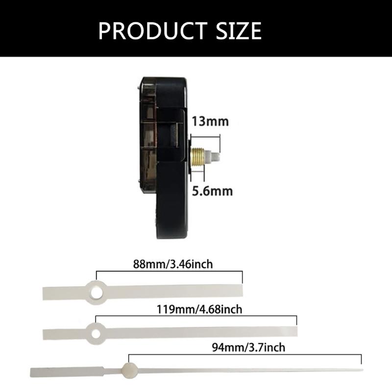 Quiet Quartzs Clock Movement Mechanism with Long Shaft Thread Motor and Metal Hands Kits for Clock Crafting Projects
