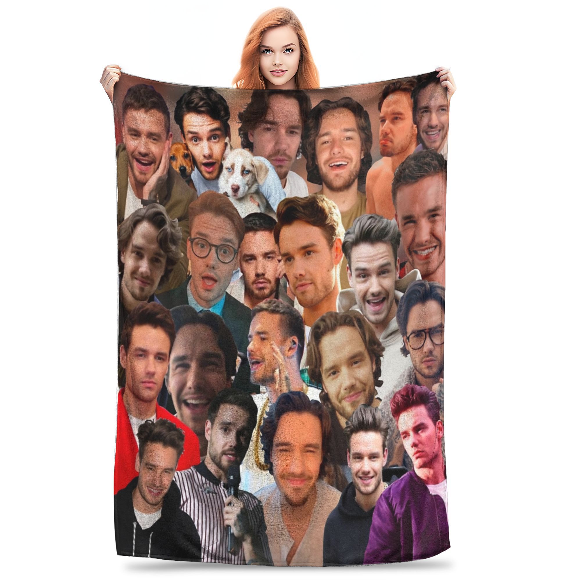 Liam Payne Photo Collage Blanket Lightweight Thin Flannel Cozy Gift  Throw Blankets Bedspreads 200x150cm 80x60in