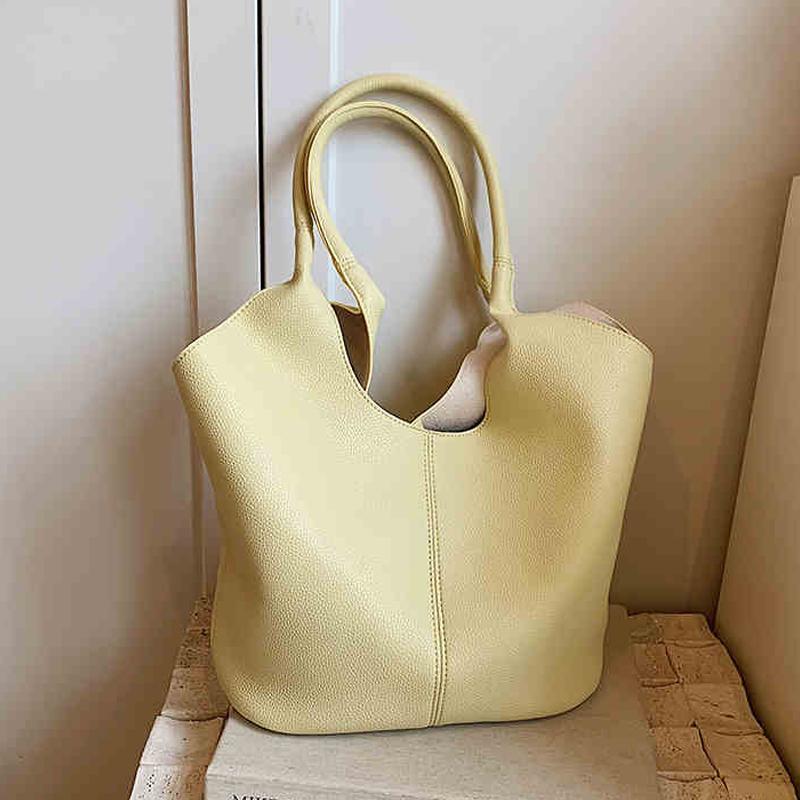 

Tote Bag Large Capacity College Student One Shoulder Bag Texture Soft Leather Underarm Bags Women Commuter Handbags (30cm<Max Length<50cm) жёлтый