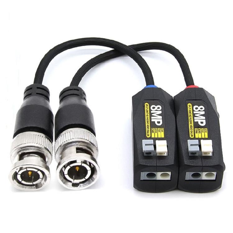 Cat5E Cat6 CCTV Video Balun Set with BNC Male Plugs and Compactly Press Fit Terminals Body for DVR Camera Video Transmission Projects Use