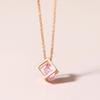 Hollow Out Cube Crystal Pendant Necklace For Women Kpop Colorful Zirconia Rose Gold Choker Chain On The Neck Jewelry N425