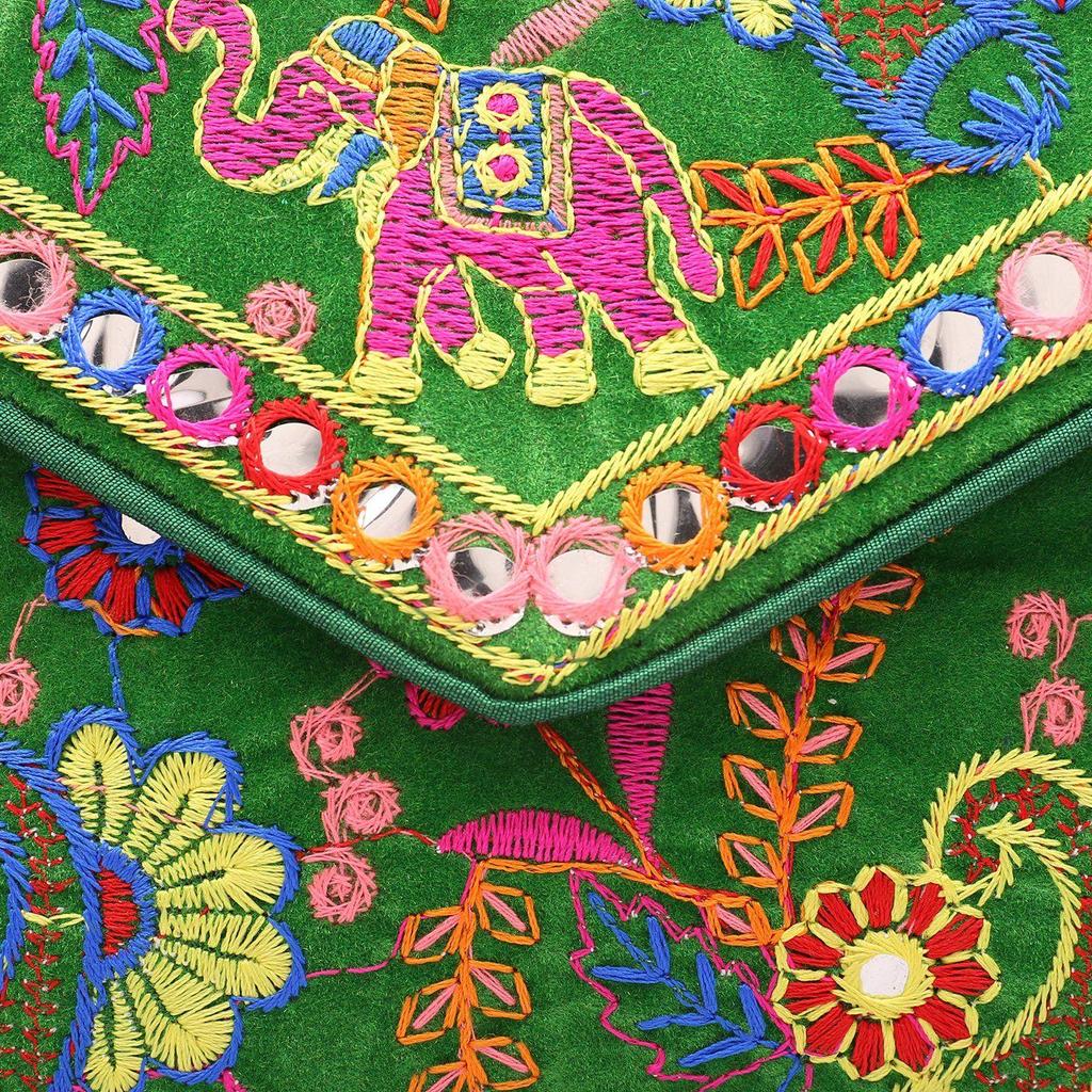 Clutch Bags  Handmade Embroidery Mirror Work Stylish Sling Bags for Women Cross Body Bags for Ladies and Girls - 22X16 Cm
