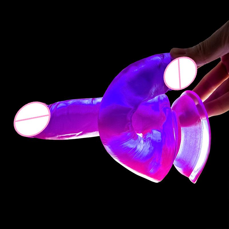 Dildo Feminino em Forma de U Cabeça Dupla Pênis Falso Pequeno Masturbador Feminino Cristal Colorido Produtos Eróticos