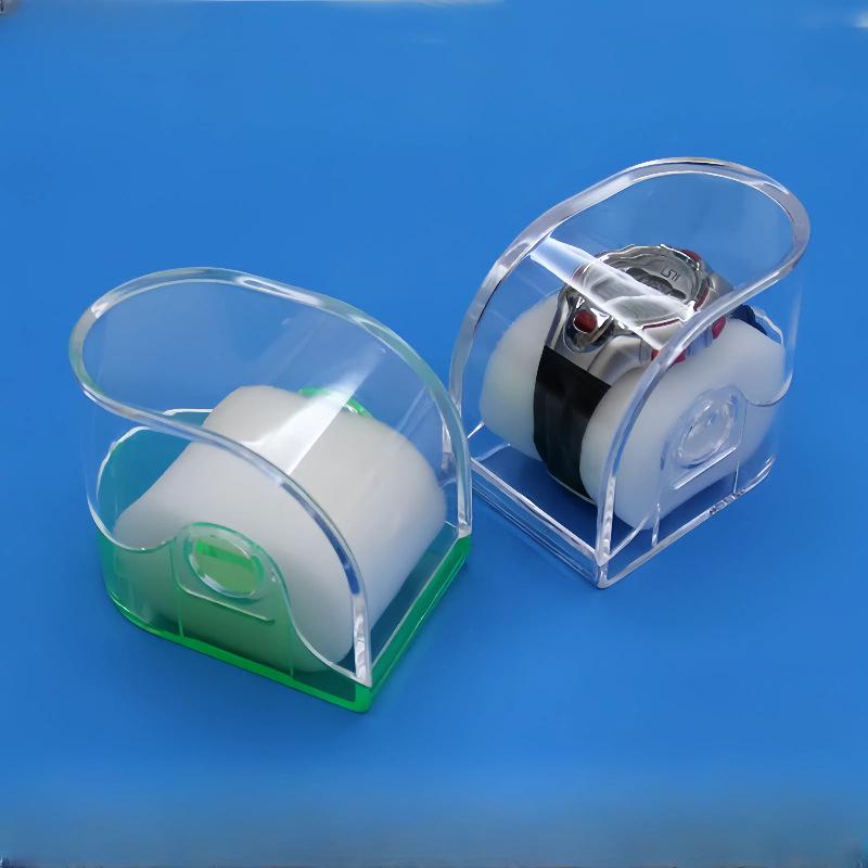 Transparent Plastic Watch Box with Hanging Hole, Square Design, Single Piece Storage with Lid and Base