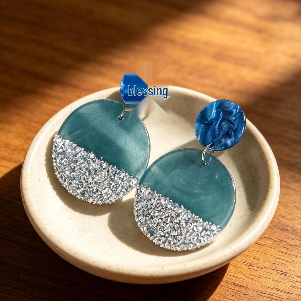 Vintage Blaue Glas-Schleifenohrringe - Retro Design Schmuckstück