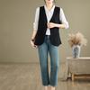 Summer Literary and Artistic Loose Solid Color Cotton and Linen Vest  Plus Size