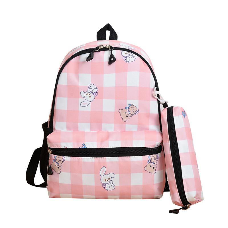 Capacity Childrens Large Checkered Backpack With Bear Print Design For Use Daily