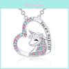 Beautiful Unicorn Themed Necklace And Earring Set With Colorful Heart Pendant
