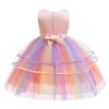 Cross-border foreign trade unicorn flower girl princess dress colorful cake dress dress host high-end dress BB02