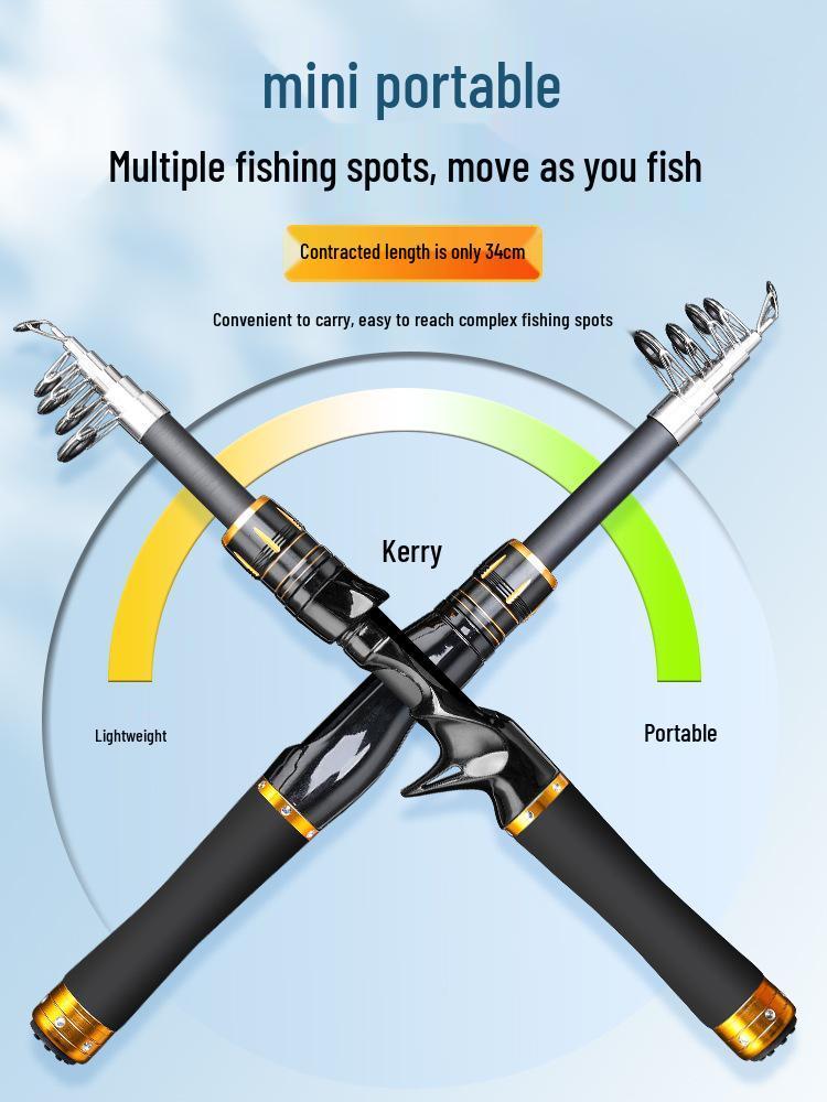 Telescopic Long Distance Casting Sea Fishing Rod Set with Guides & Baitcasting Reel