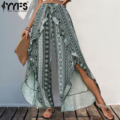 Dámská móda Ležérní Geometrický potisk Kalhoty s vysokým pasem Kalhoty & Capris