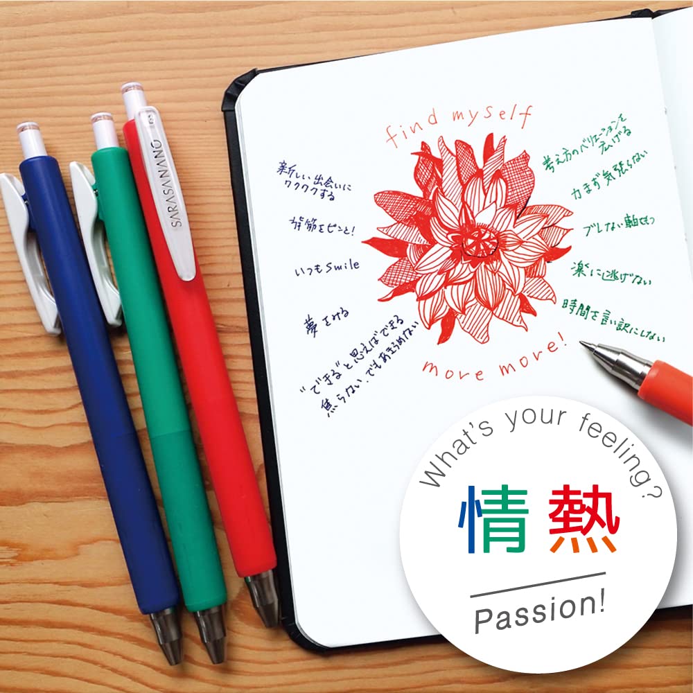 Zebra Sarasa Nano Gel Ballpoint Passion 0.3mm Pen, 4-Color Set, JJH72-4C-JY