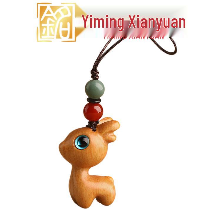 Yiming Xianyuan Sandelholz Hirsch Schlüsselanhänger & Handy-Lanyard-Anhänger für Paare