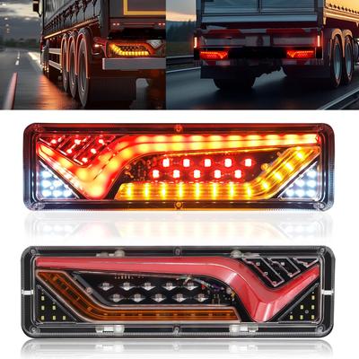 Lanternas Traseiras de LED para Caminhão, Lâmpada Traseira Universal 57-LED 24V Super Brilhante Lanternas Traseiras para Reboque Luzes para Trator, 5 Funções Sinalizador de Direção/Ré/Posição/Freio