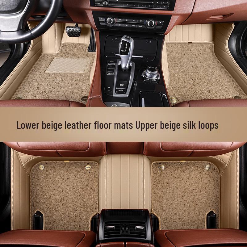 Genuine Leather Full Surround Car Floor Mats for 22 Volkswagen Models: Magotan, Tiguan L, Teramont X, and Passat
