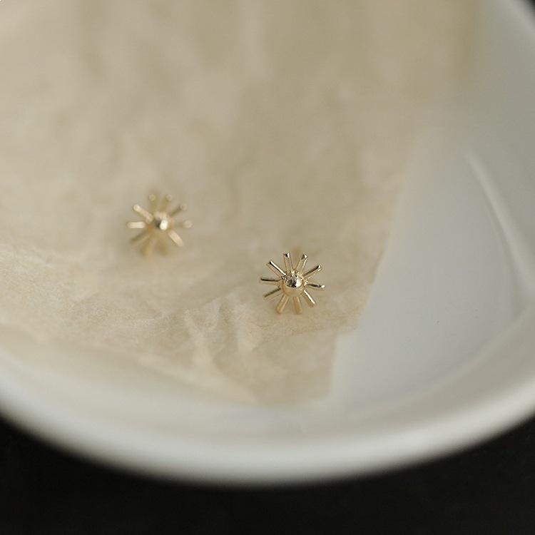 14K Gold-Plated Sunflower Mini Stud Earrings in Sterling Silver 14K Gold Pair (with Earring Backs)