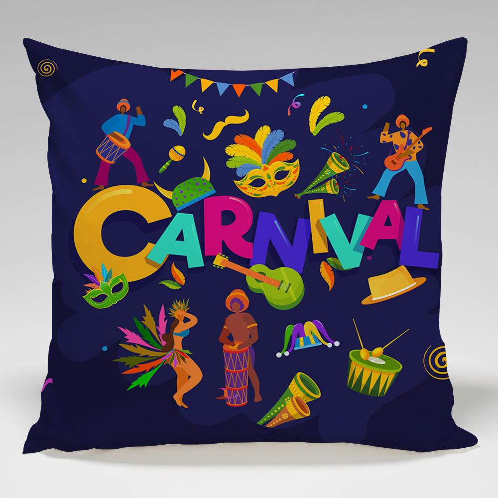 Patterns Of The Brazilian Carnival Throw Pillow Cover With Short Plush Print For Living Room Sofa Decoration Cushion Cover