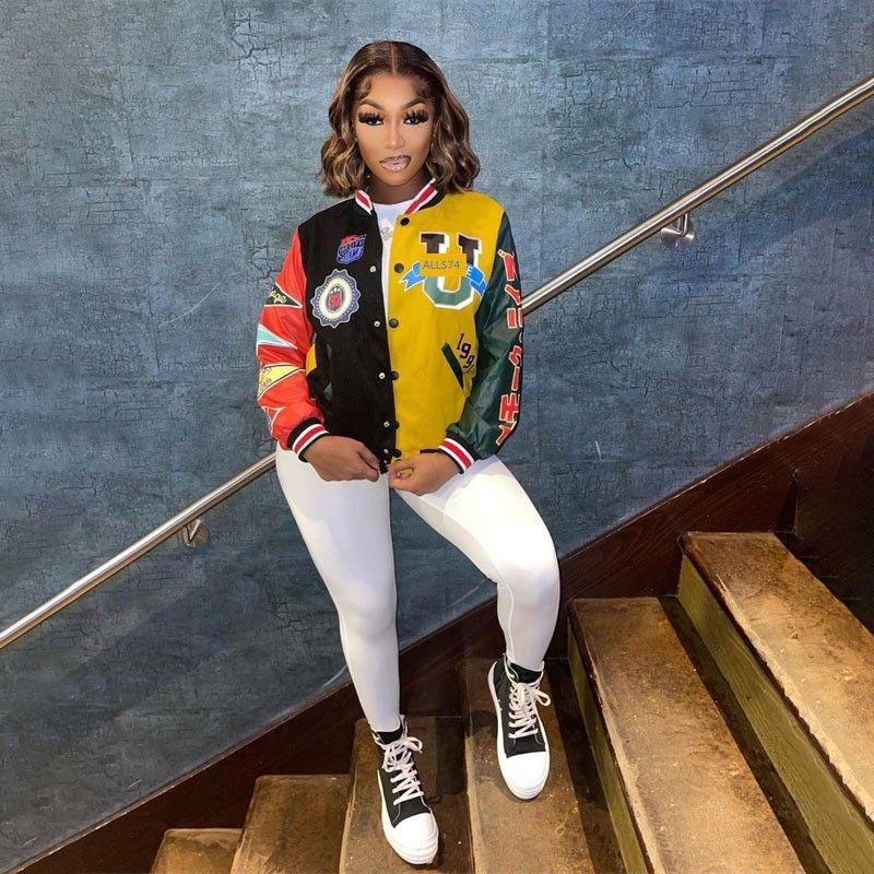 

2023 Персонализированный женский топ с принтом букв, бомбер, бейсбольная форма Yellow M