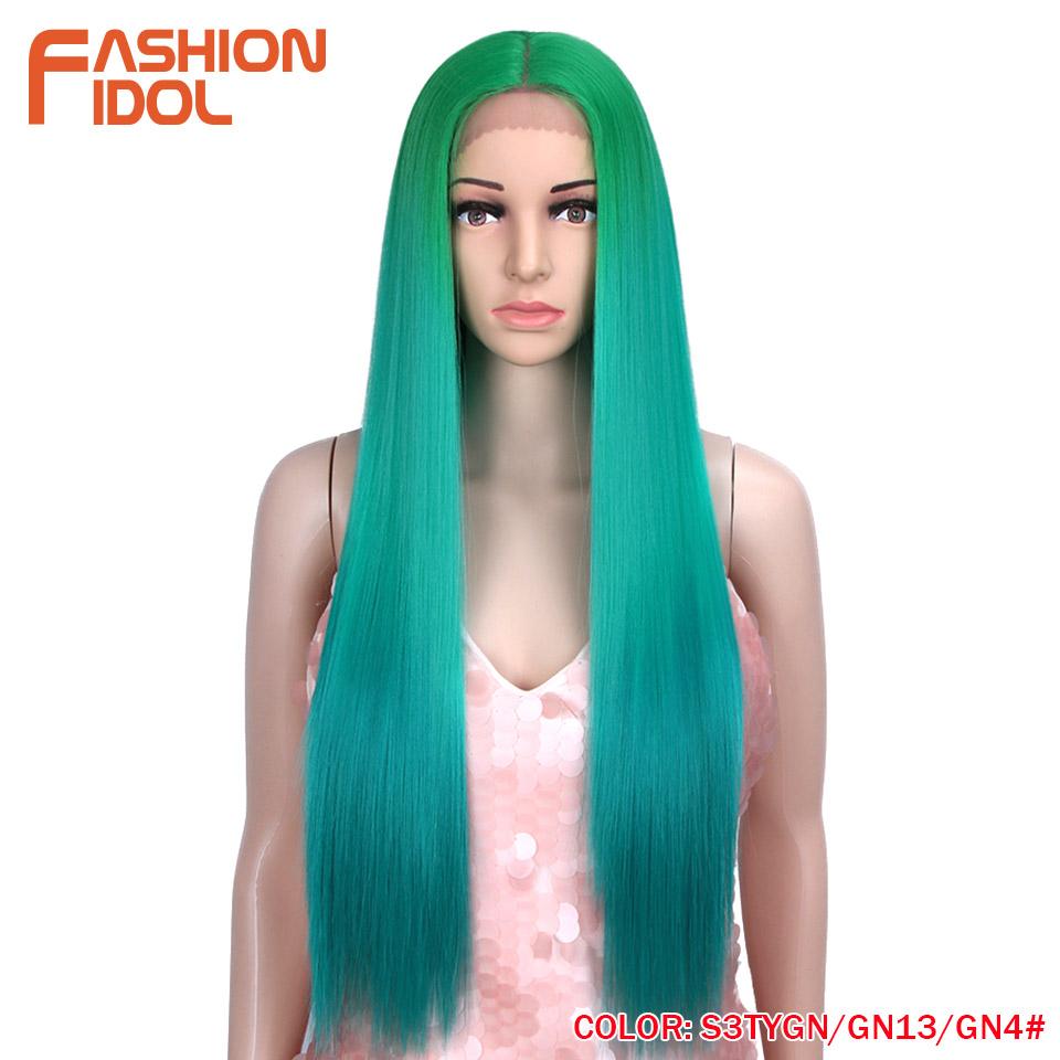 

FASHION IDOL 30inch Straight Lace Front Wigs Synthetic Wigs For Women Blonde Blue 613 Heat Resistant Cosplay Lolita Straight Wig (as the picture,150%&30inches&Lace Topline)
