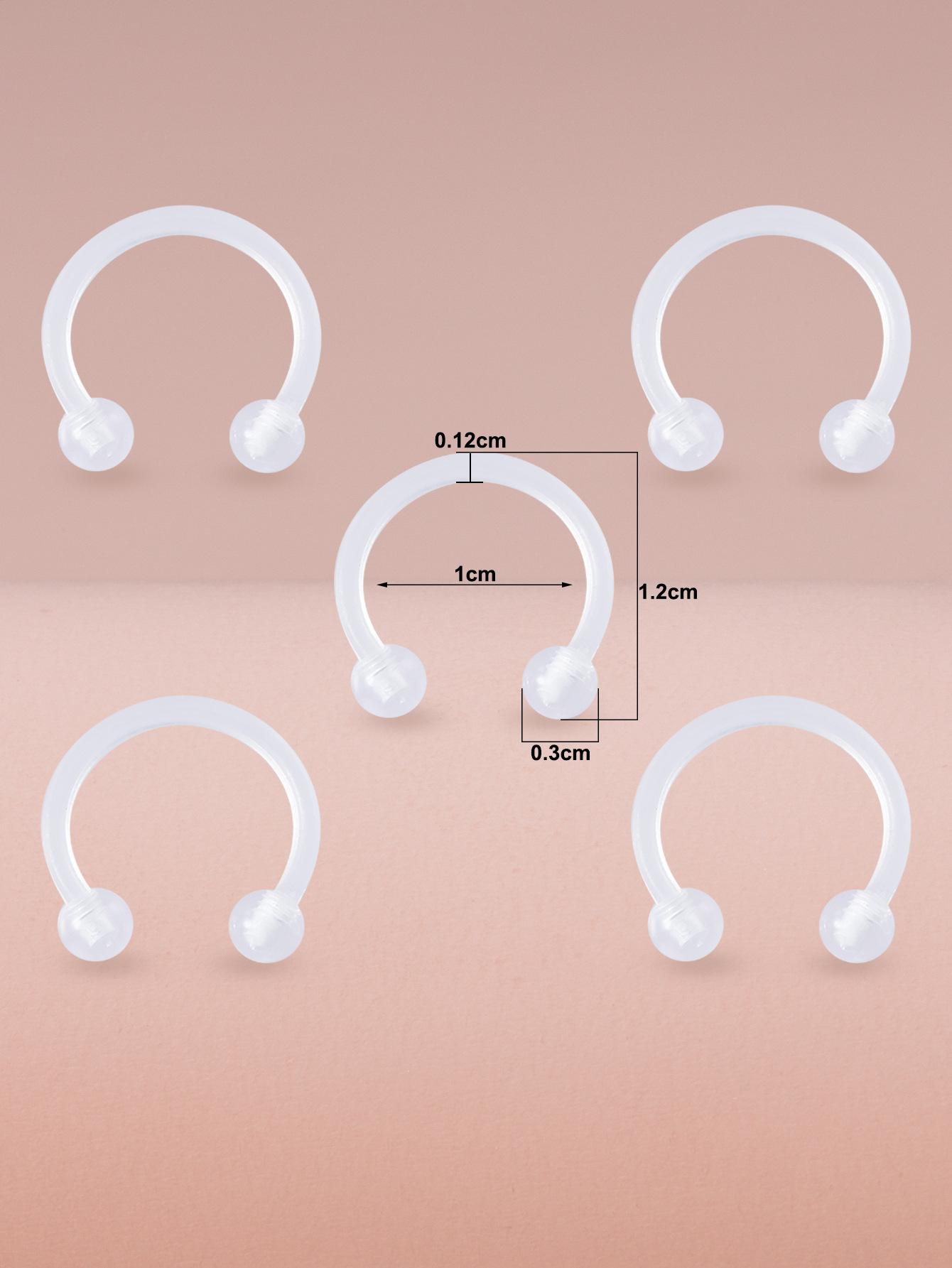 5 шт., акриловое кольцо для носа из нержавеющей стали, ногти для губ, ногтей для бровей, круглый шарик, конус, подкова C, ювелирные изделия для пирсинга