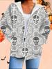 Halloween 3D Printed Hooded Cardigan Plus Size Autumn Winter Retro