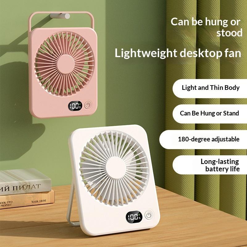 Desk Fan Table Portable Hanging Usb Rechargeable 180° Tilt Folding Personal With Power Display 5 Speeds Ultra Quiet