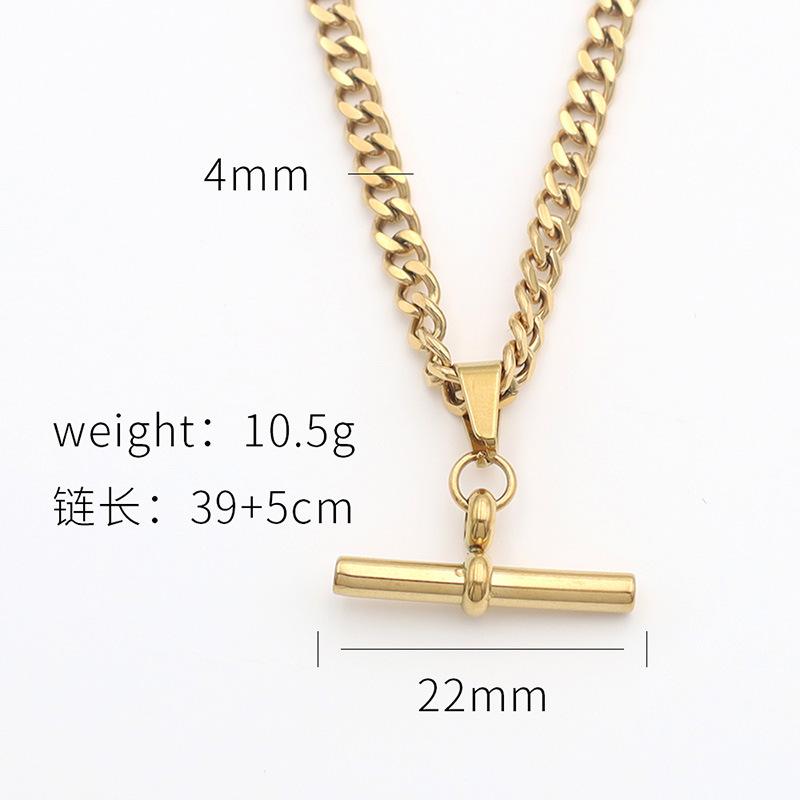 Hip-Hop 18K Gold Nischen Anhänger Schmuck Damen Persönlichkeit Trend Titanstahl T-förmiger Anhänger Halskette