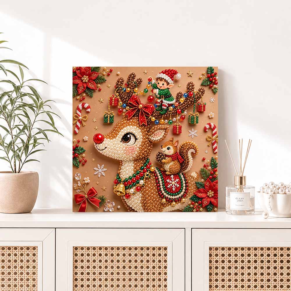 5D DIY Pearl Painting Set Pearl Art Embroidery Christmas Reindeer Animal Cute Elf Squirrel Home Decoration Gift