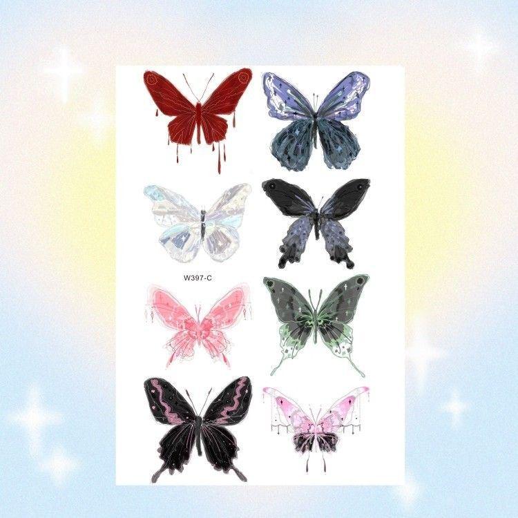 Waterproof Realistic Butterfly Tattoo Sticker – Small, Fresh, Aesthetic Cartoon Style, Long-Lasting, Personalized Colors
