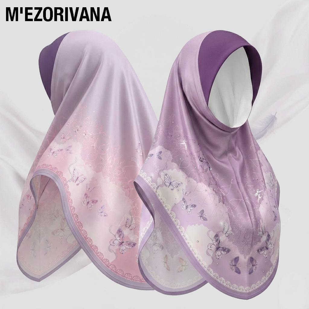 Chiffon Hijabs Women Head Wrap Square Scarf Floral Print Turban Cap