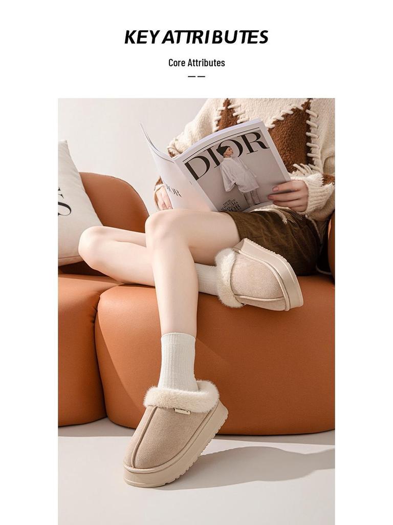 2024 Women's Suede Cotton Slippers: Non-Slip, Indoor/Outdoor Use, Fashionable for Autumn/Winter.