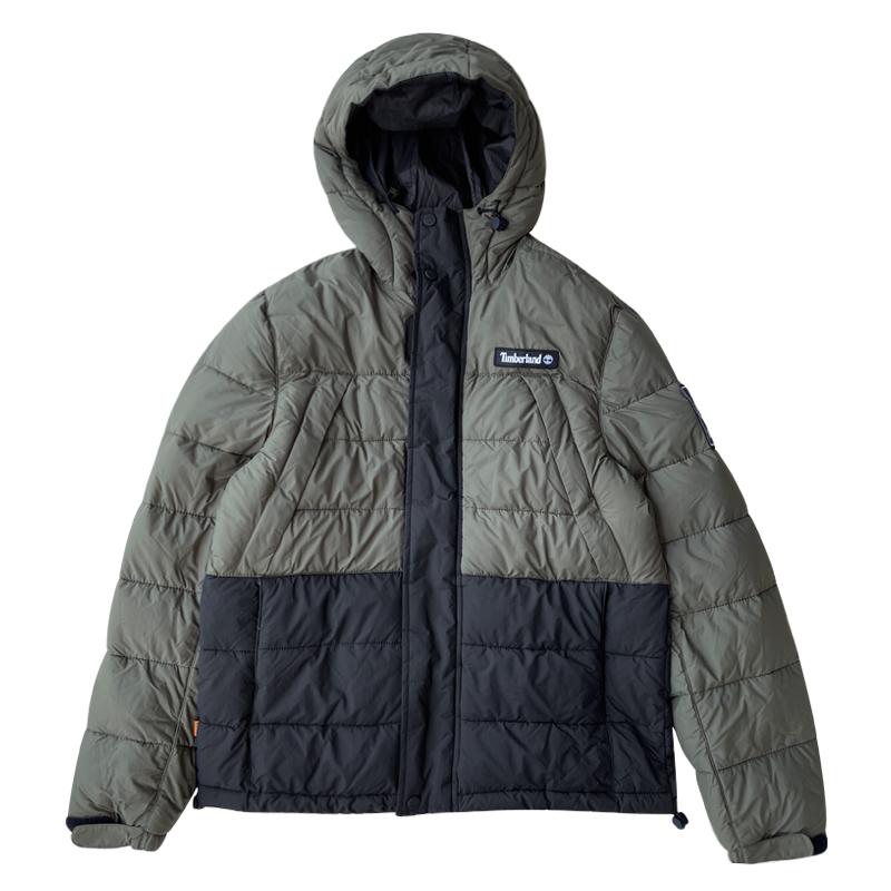 

Timberland Модная хлопковая куртка с капюшоном и длинными рукавами, цветной блок с надписью, мужские куртки, армейский зеленый/черный TB0A2AEB-Z28 L